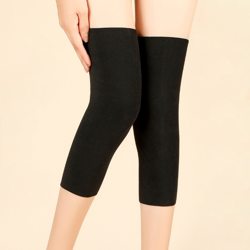 Winter Warm Knitted Leg Warmers for Women, Thick Wool Thermal Socks with Velvet Lining, Long Solid Color Stockings