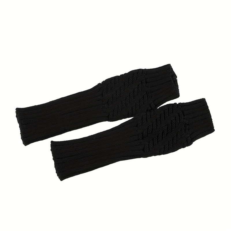 A pair Long Fingerless Glove Arm Warmer Stretchy Mitten Unisex Crochet Half Finger Long Gloves