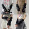 Fingerless Long Wrist Gloves & Arm Warmers, Knitted False Sleeves Cover in Black/White for Men & Women