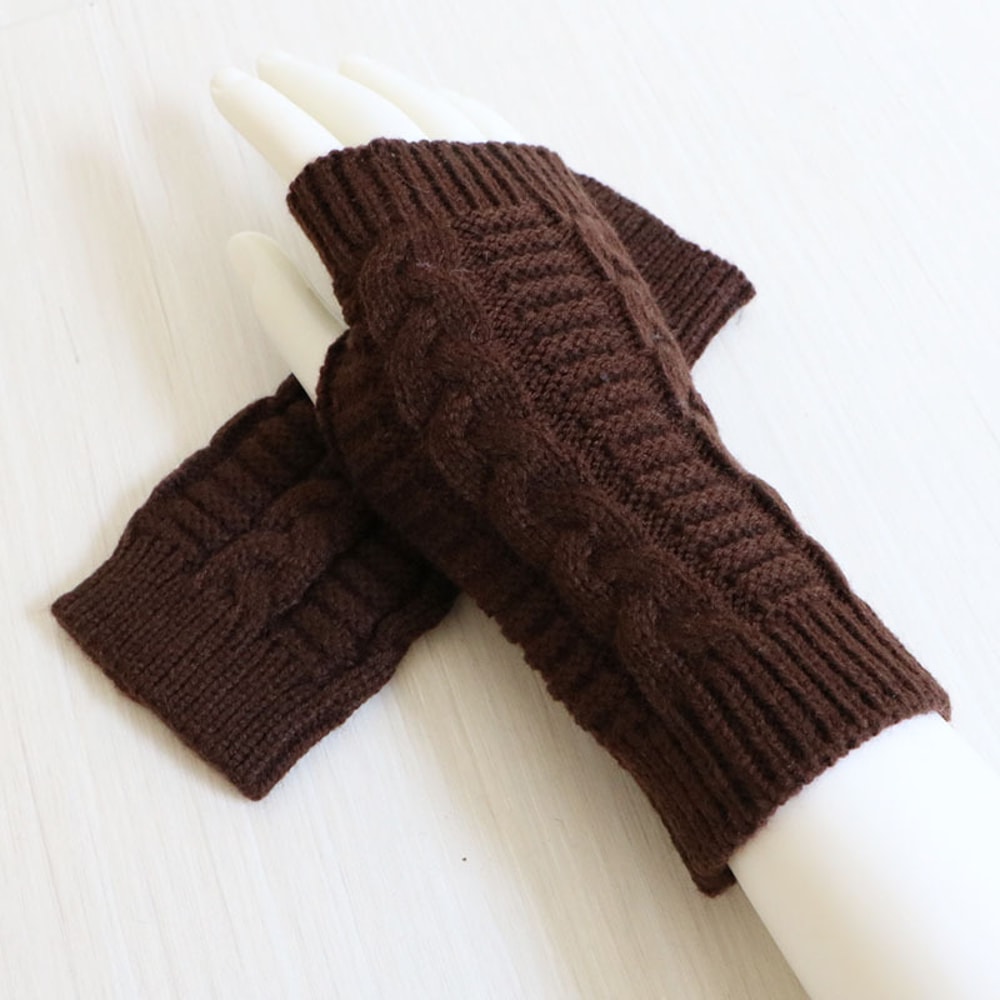 Womens Stylish Hand Warmer Winter Gloves, Arm Crochet Knitting Faux Wool Mitten with Warm Fingerless Glove Twist Pattern