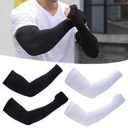 1 pair summer sunscreen sleeves for men, plus size ice silk arm protection with uv protection, quick-dry comfort