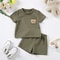 2024 Summer Kids Suit Toddler Boys Girls 2Piece Set With Cute Bear Print Breathable Short Sleeve Sh 0