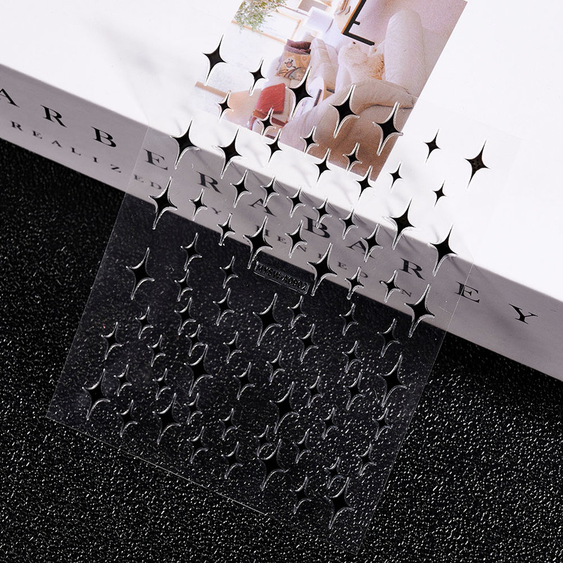 3D Gold Sun Moon Star Bronzing Nail Art Sticker, Laser Star Moon Design, Self-Adhesive Slider Decals in Gold, Silver