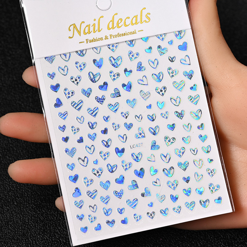 3D Gold Sun Moon Star Bronzing Nail Art Sticker, Laser Star Moon Design, Self-Adhesive Slider Decals in Gold, Silver
