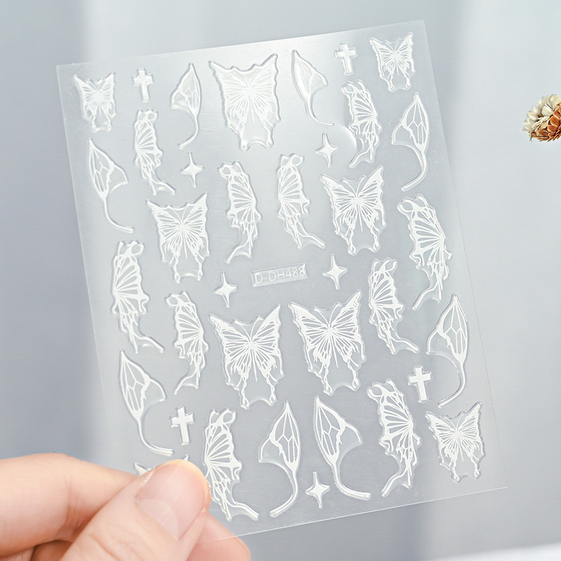 3D Gold Sun Moon Star Bronzing Nail Art Sticker, Laser Star Moon Design, Self-Adhesive Slider Decals in Gold, Silver