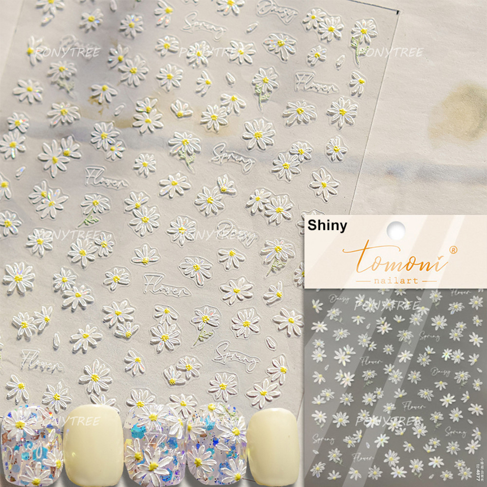 Flowers Blooming Cherry Blossom Sakura Nail Art Stickers, 5D Soft Relief Spring Adhesive Manicure Decals for a Chic