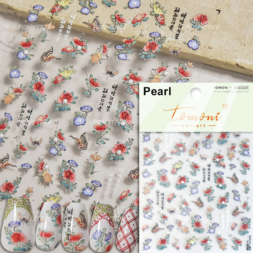 Flowers Blooming Cherry Blossom Sakura Nail Art Stickers, 5D Soft Relief Spring Adhesive Manicure Decals for a Chic