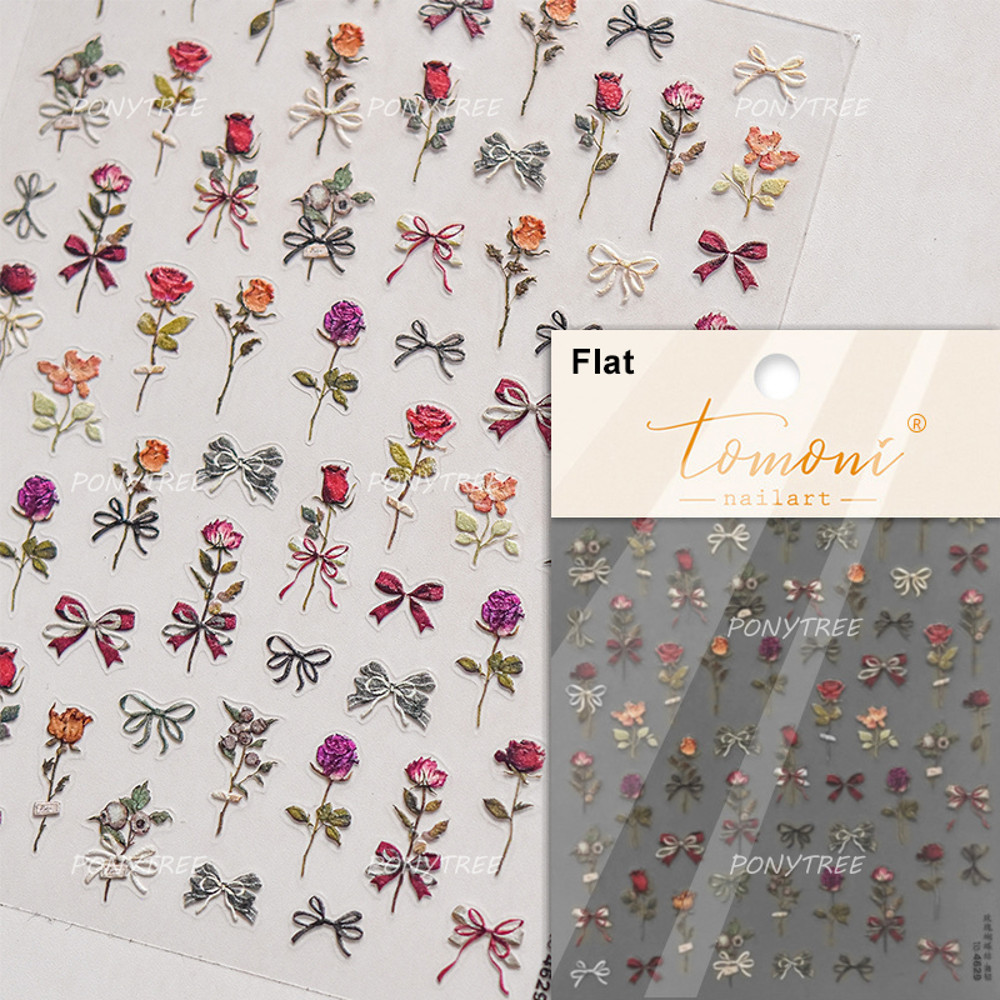 Flowers Blooming Cherry Blossom Sakura Nail Art Stickers, 5D Soft Relief Spring Adhesive Manicure Decals for a Chic