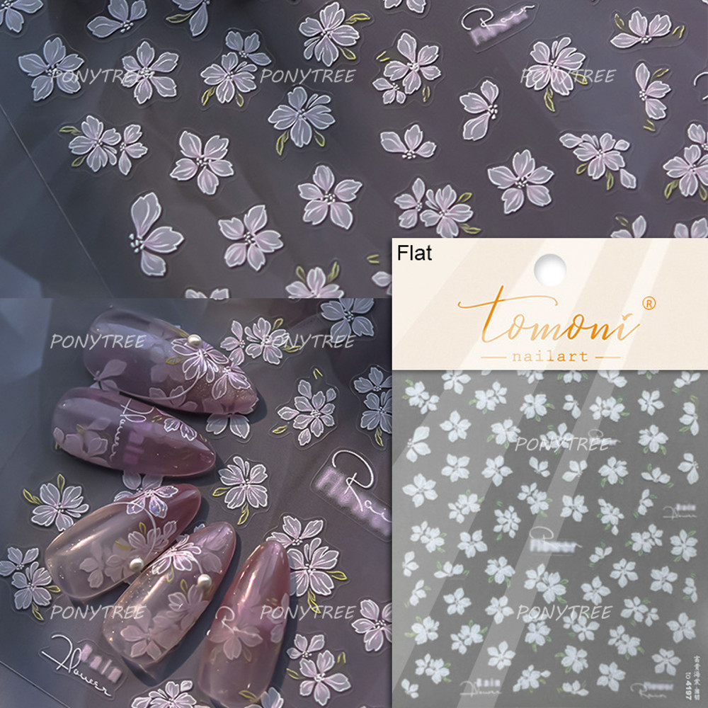 Flowers Blooming Cherry Blossom Sakura Nail Art Stickers, 5D Soft Relief Spring Adhesive Manicure Decals for a Chic