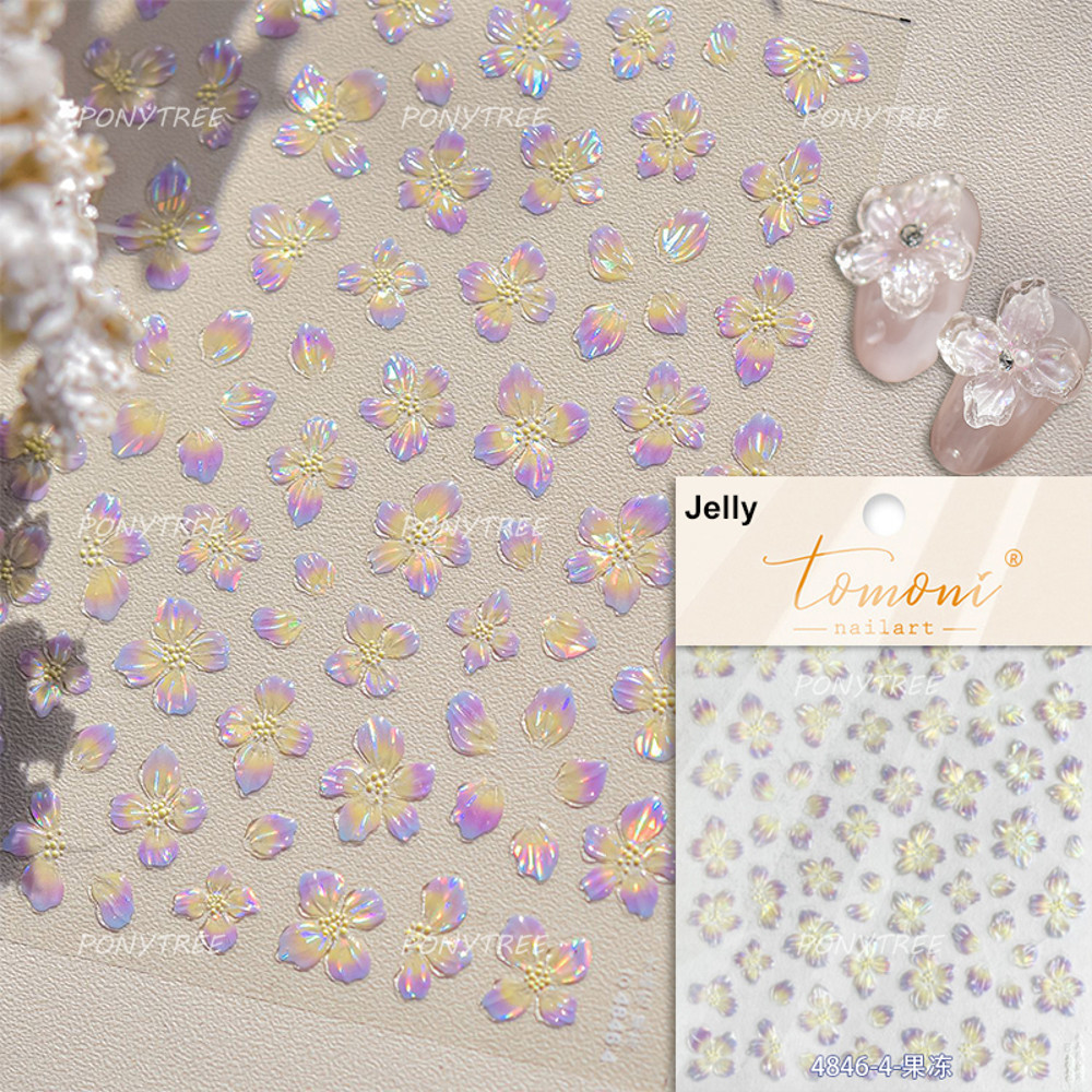 Colourful Frangipani, Bright Lily Flowers Nail Art Stickers, Gradual Petal Vivid Dew Delicate Romantic Manicure Decals