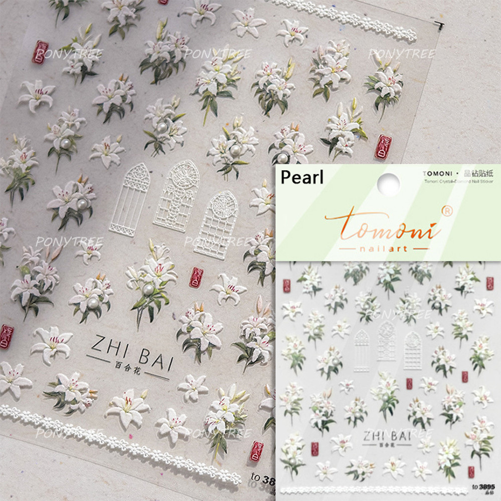 Colourful Frangipani, Bright Lily Flowers Nail Art Stickers, Gradual Petal Vivid Dew Delicate Romantic Manicure Decals