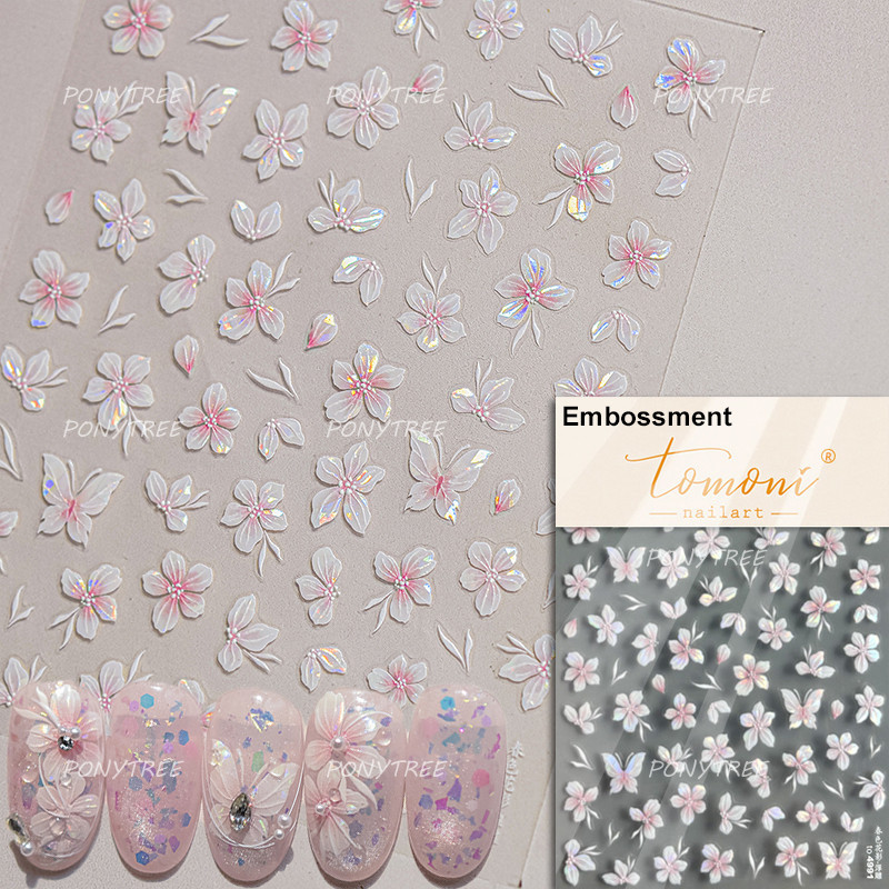 Colourful Frangipani, Bright Lily Flowers Nail Art Stickers, Gradual Petal Vivid Dew Delicate Romantic Manicure Decals