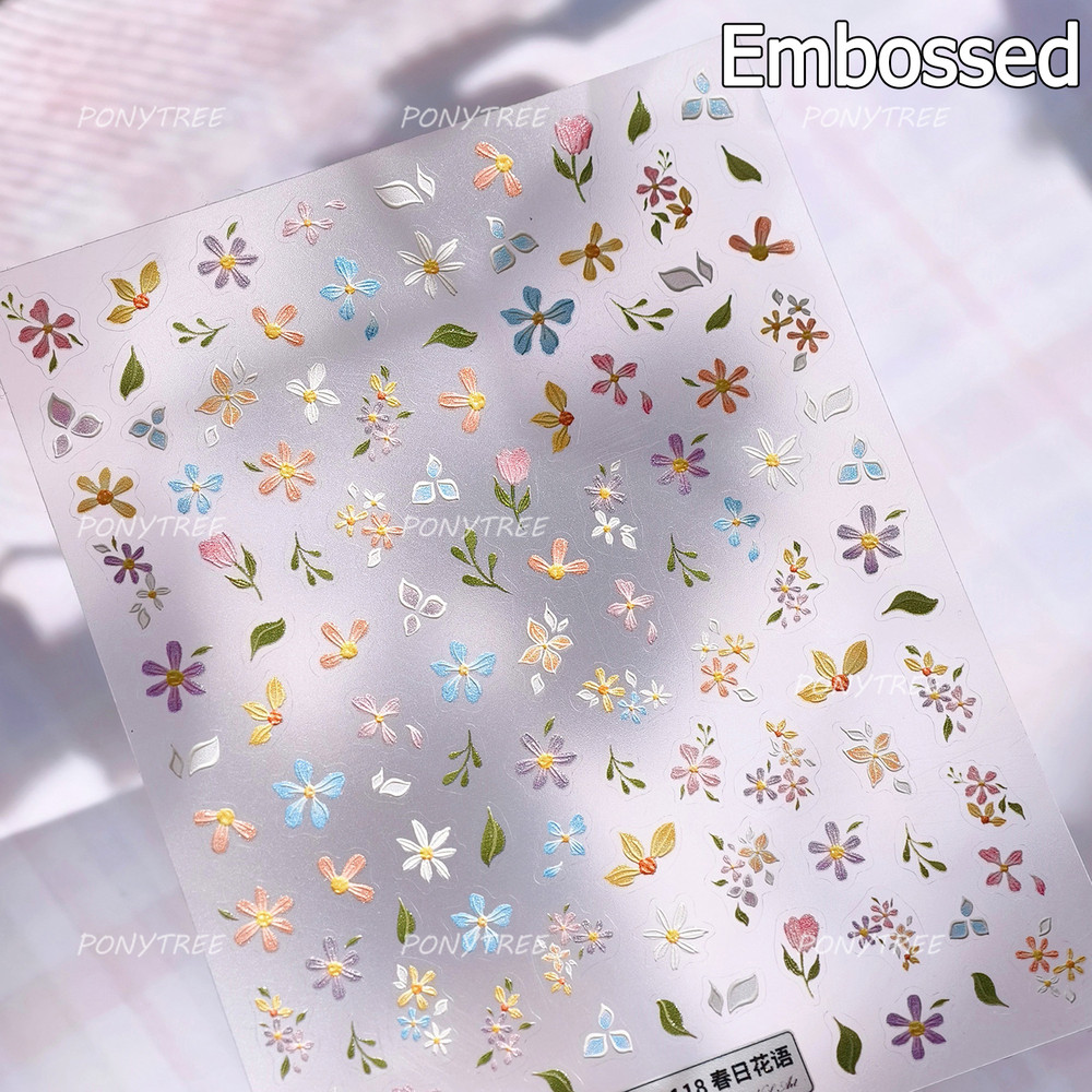 Colourful Frangipani, Bright Lily Flowers Nail Art Stickers, Gradual Petal Vivid Dew Delicate Romantic Manicure Decals