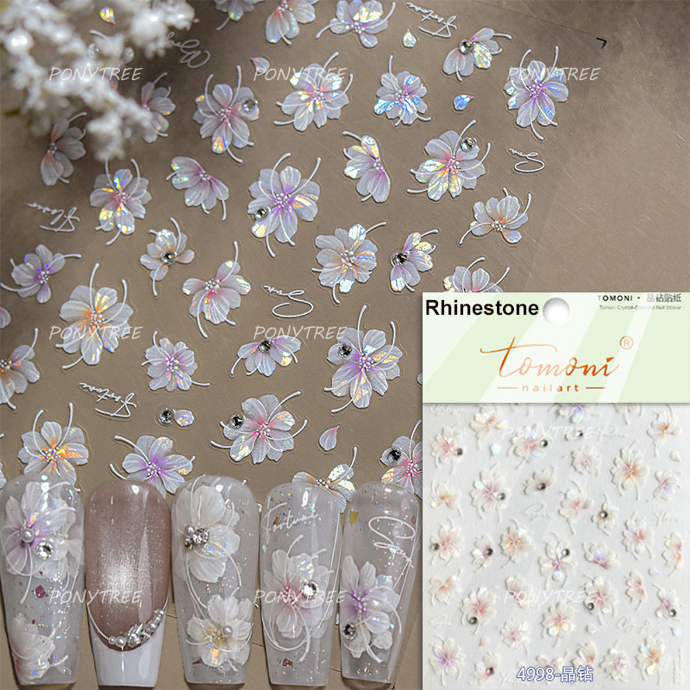 Colourful Frangipani, Bright Lily Flowers Nail Art Stickers, Gradual Petal Vivid Dew Delicate Romantic Manicure Decals