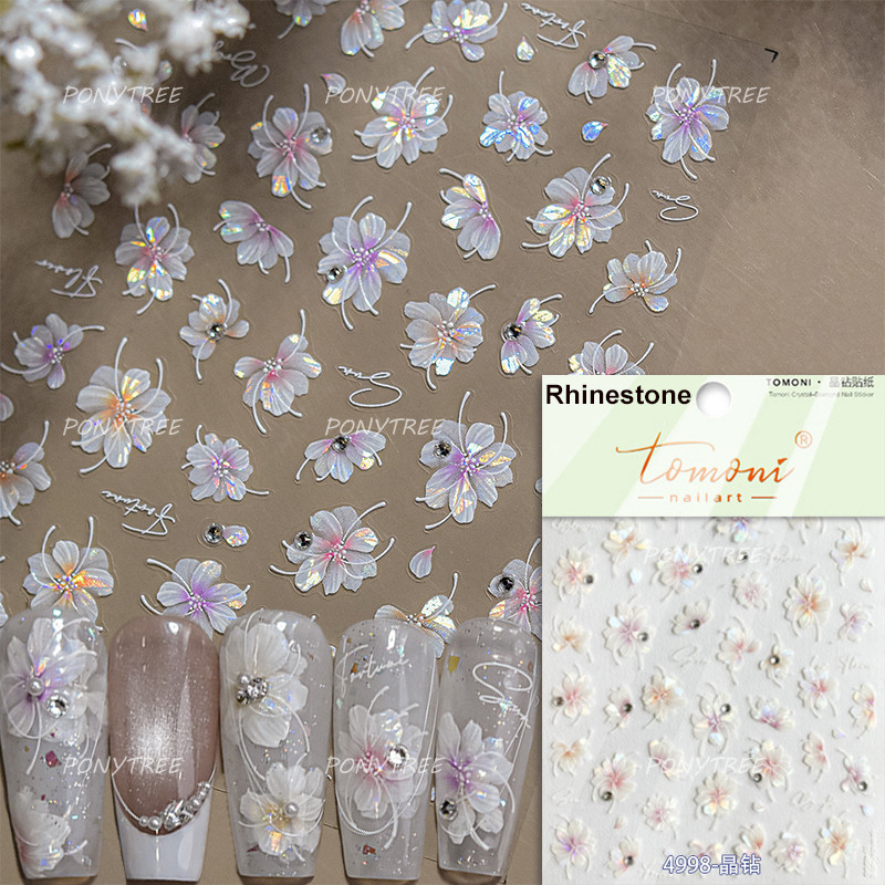 Colourful Frangipani, Bright Lily Flowers Nail Art Stickers, Gradual Petal Vivid Dew Delicate Romantic Manicure Decals