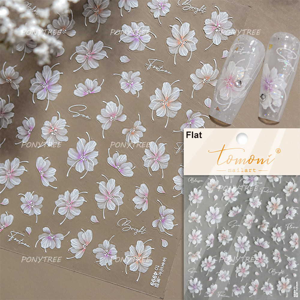 Colourful Frangipani, Bright Lily Flowers Nail Art Stickers, Gradual Petal Vivid Dew Delicate Romantic Manicure Decals