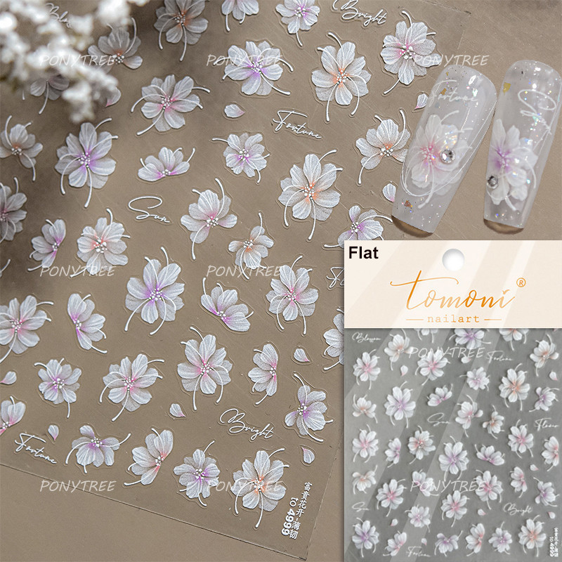 Colourful Frangipani, Bright Lily Flowers Nail Art Stickers, Gradual Petal Vivid Dew Delicate Romantic Manicure Decals