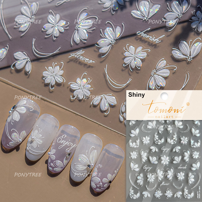 Colourful Frangipani, Bright Lily Flowers Nail Art Stickers, Gradual Petal Vivid Dew Delicate Romantic Manicure Decals