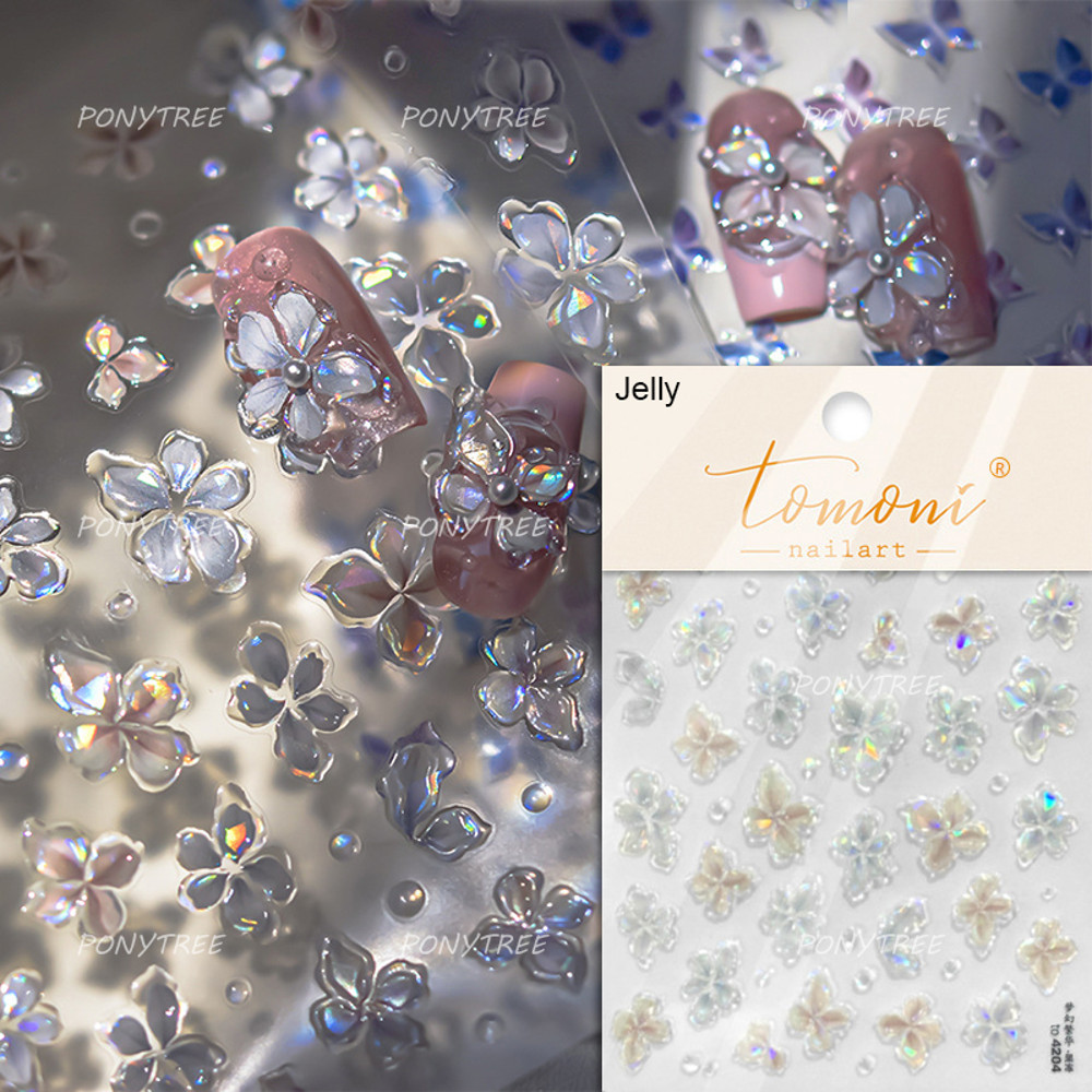 Colourful Frangipani, Bright Lily Flowers Nail Art Stickers, Gradual Petal Vivid Dew Delicate Romantic Manicure Decals