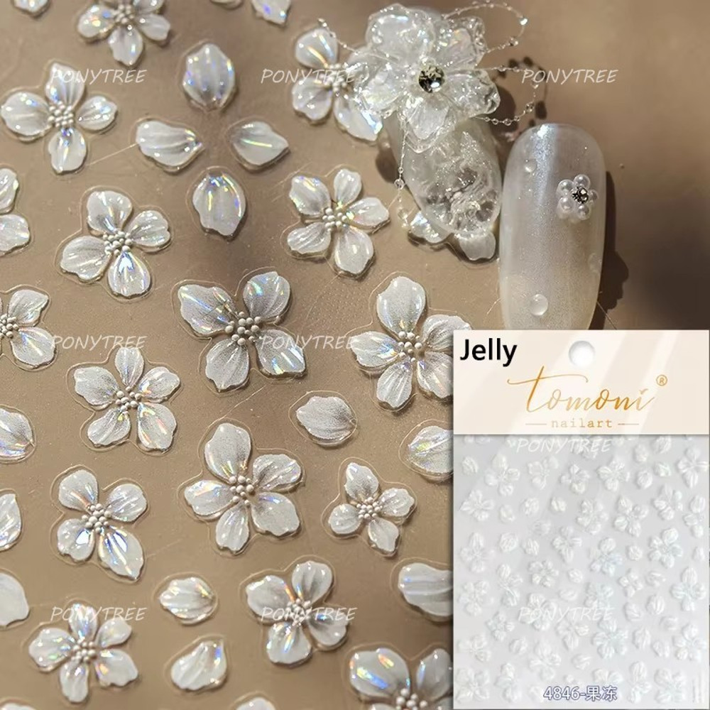 Colourful Frangipani, Bright Lily Flowers Nail Art Stickers, Gradual Petal Vivid Dew Delicate Romantic Manicure Decals