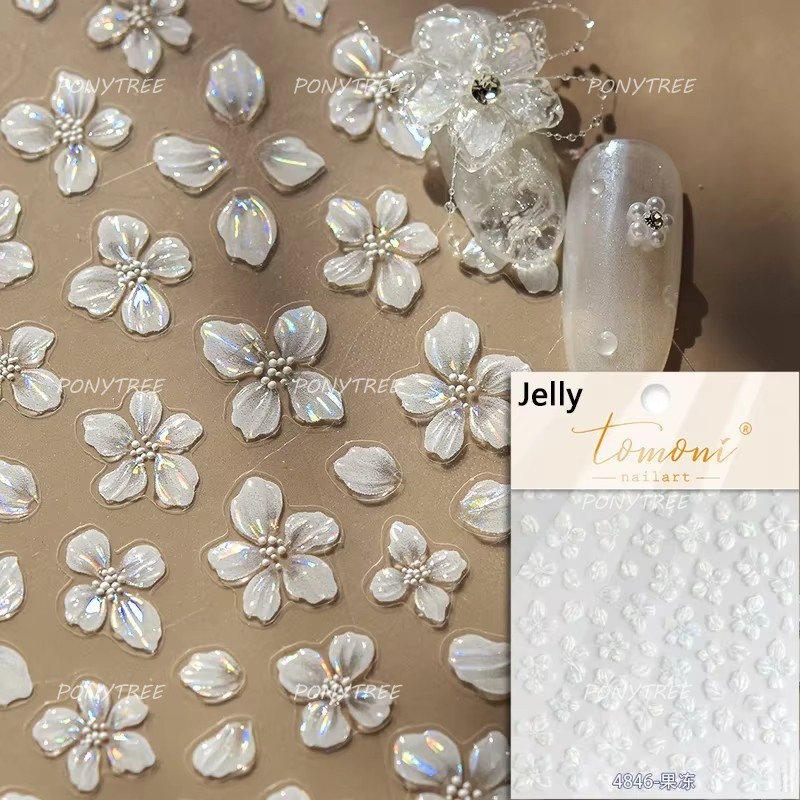 Colourful Frangipani, Bright Lily Flowers Nail Art Stickers, Gradual Petal Vivid Dew Delicate Romantic Manicure Decals