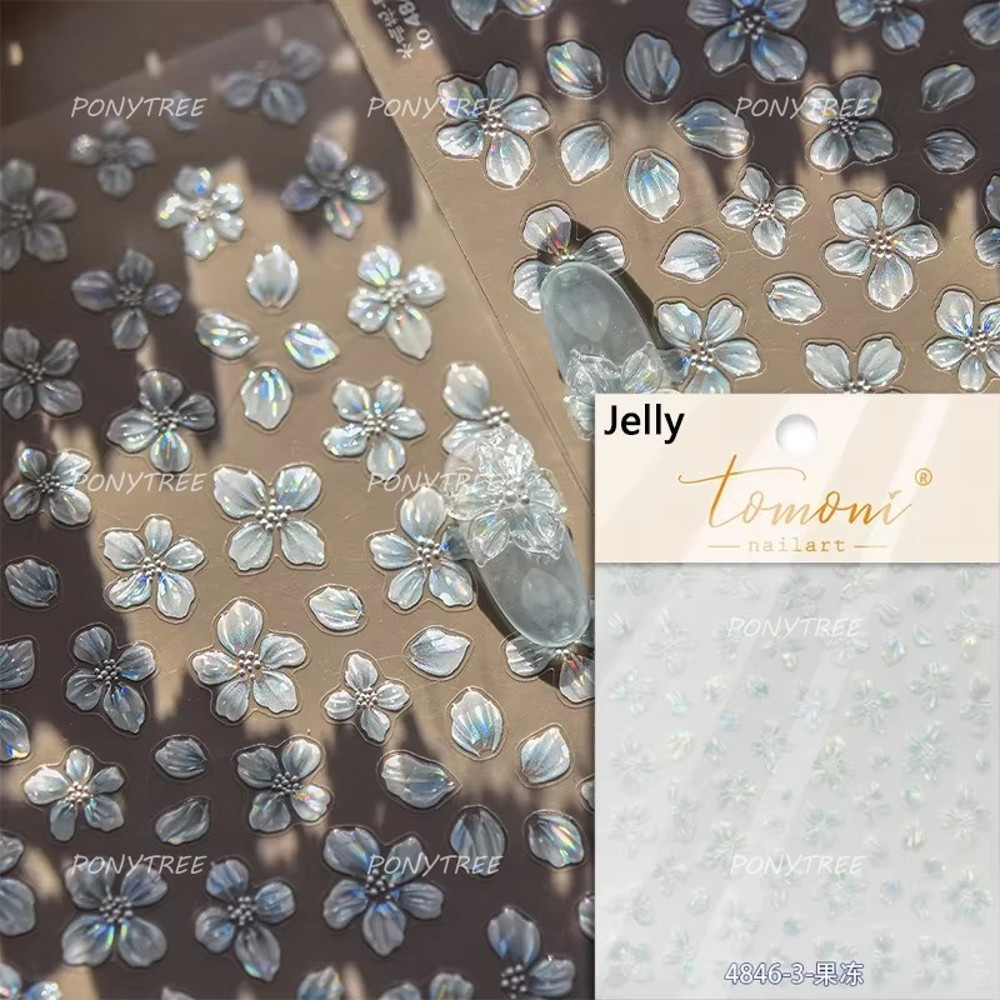 Colourful Frangipani, Bright Lily Flowers Nail Art Stickers, Gradual Petal Vivid Dew Delicate Romantic Manicure Decals