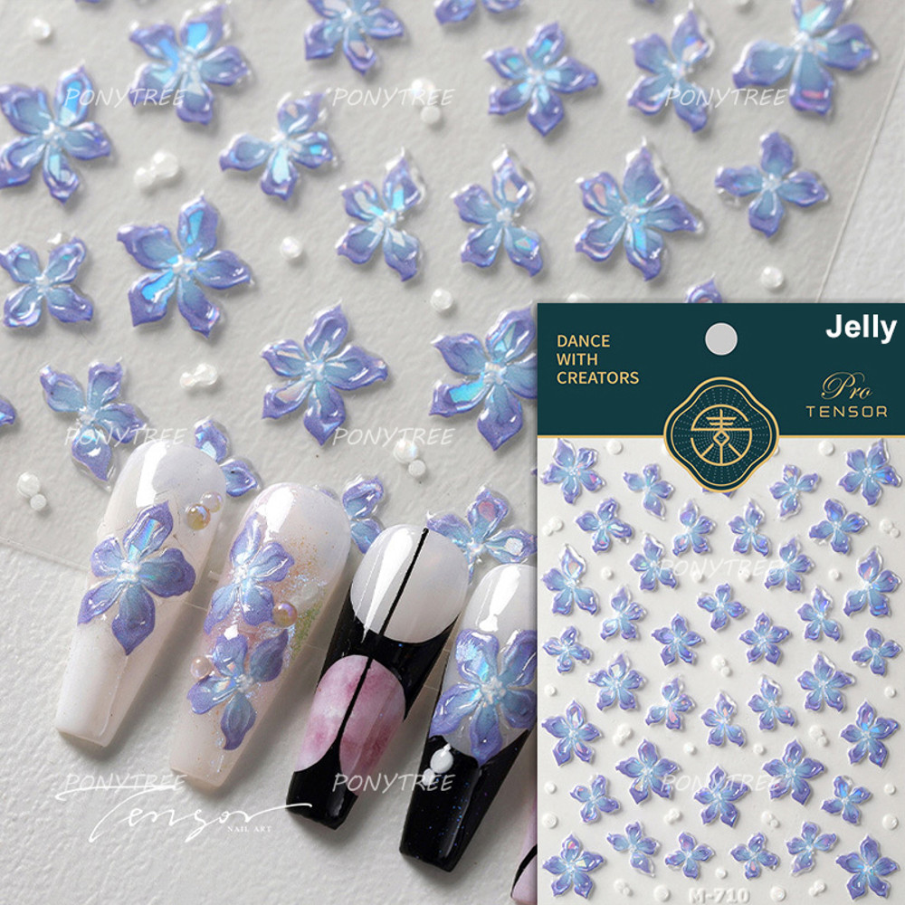 Colourful Frangipani, Bright Lily Flowers Nail Art Stickers, Gradual Petal Vivid Dew Delicate Romantic Manicure Decals