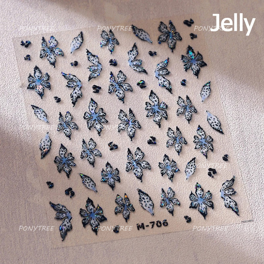 Colourful Frangipani, Bright Lily Flowers Nail Art Stickers, Gradual Petal Vivid Dew Delicate Romantic Manicure Decals