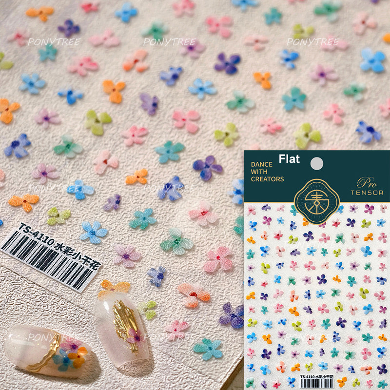 Colourful Frangipani, Bright Lily Flowers Nail Art Stickers, Gradual Petal Vivid Dew Delicate Romantic Manicure Decals