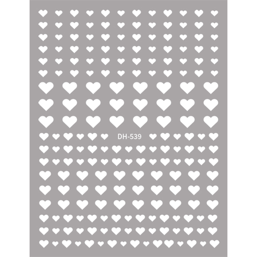 3D Nail Art Stickers, Red Black White Love Hearts, Stars Clouds French Full Adhesive Nail Decals Slider for Manicure
