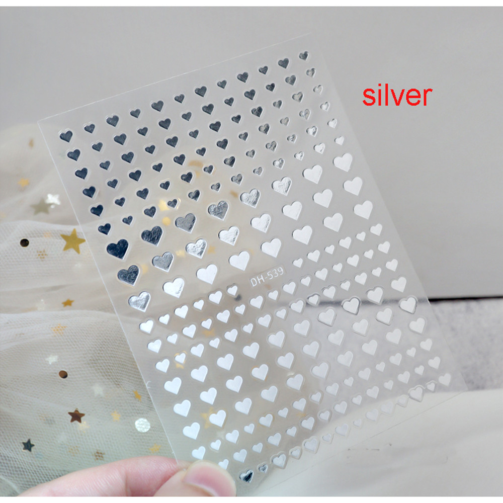 3D Nail Art Stickers, Red Black White Love Hearts, Stars Clouds French Full Adhesive Nail Decals Slider for Manicure
