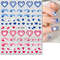 3D Nail Art Stickers, Red Black White Love Hearts, Stars Clouds French Full Adhesive Nail Decals Slider for Manicure