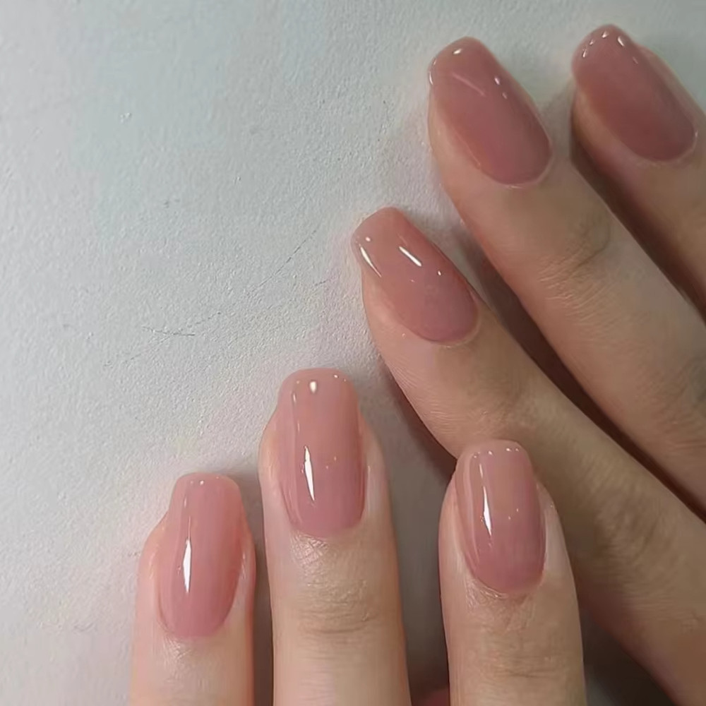 24Pcs Solid Color Wine Red Press on Nails, Short Square False Nails, Simple Detachable Finished Full Cover Nail Tips