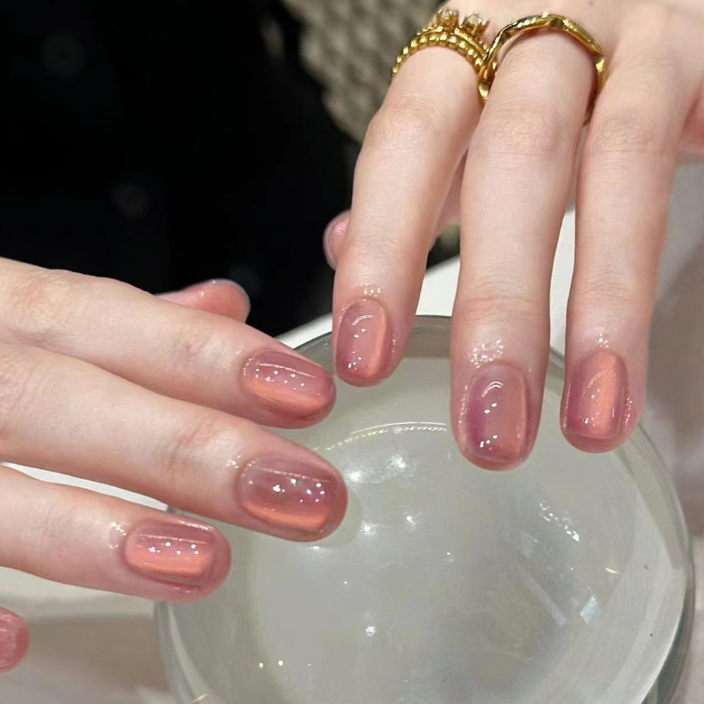 24Pcs Solid Color Wine Red Press on Nails, Short Square False Nails, Simple Detachable Finished Full Cover Nail Tips