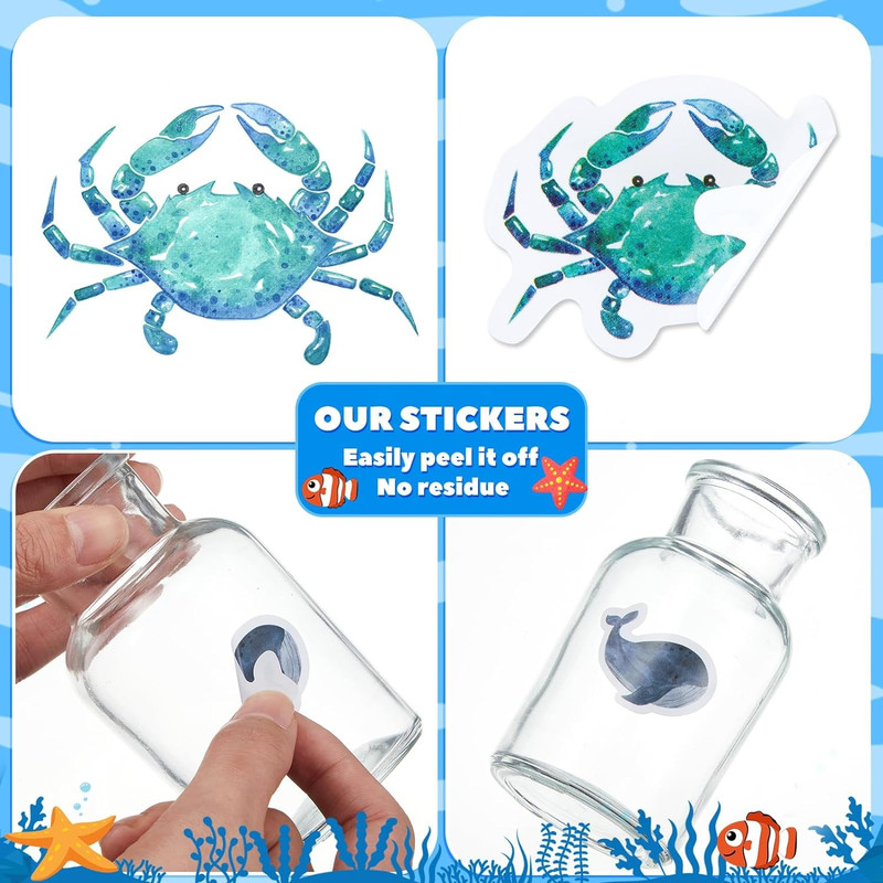 100-500pcs Cartoon Marine Animal Stickers for Kids, Dolphin Teacher Reward, Encourage, Sealing Label Stationery Sticker