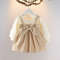 Toddler Baby Girls Cotton Princess Dress, Long Sleeve Ruffle Sleeve Party Dress with Big Bowknot