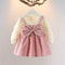 Toddler Baby Girls Cotton Princess Dress, Long Sleeve Ruffle Sleeve Party Dress with Big Bowknot