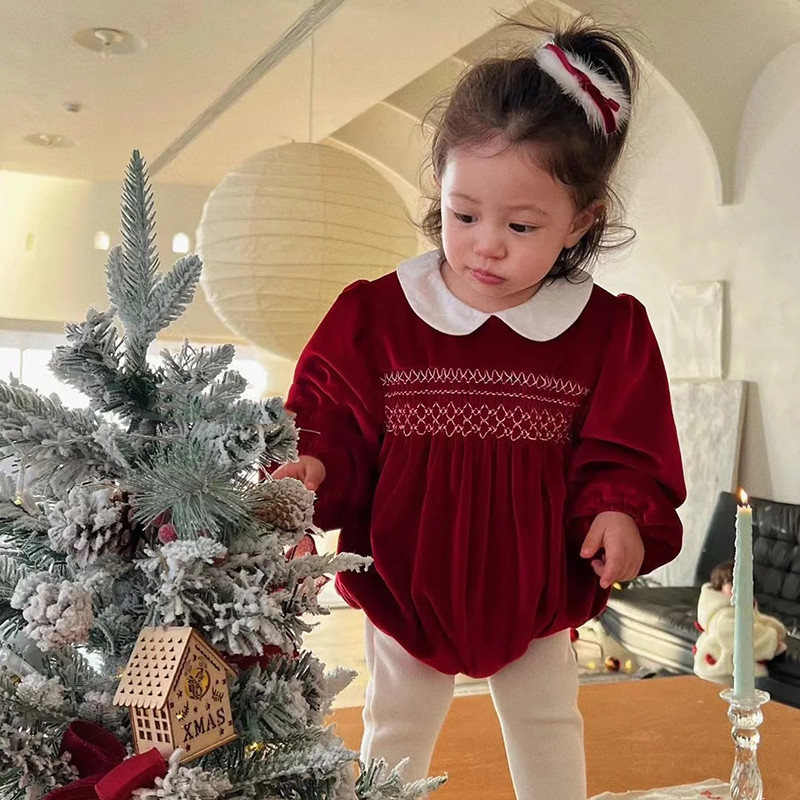 Christmas Newborn Romper, Sweet Princess Party Clothes for Infant Baby Girls, New Year Holiday Outfit