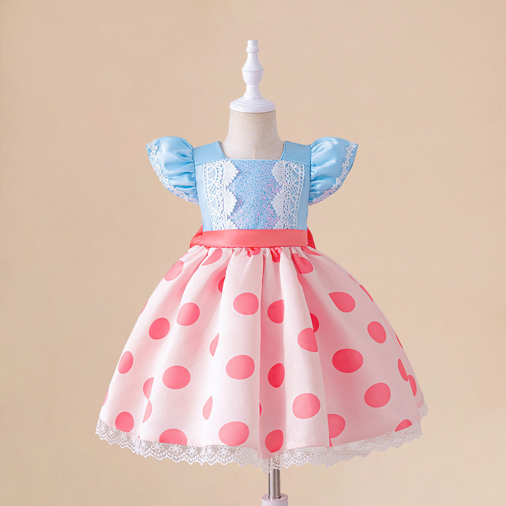 Baby Girl Dot Princess Party Dress, 1st Birthday, Baptism Tutu Dress, Fluffy Pleated Summer Gown Infant Costume