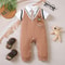 Baby Boy Jumpsuit, Collar Cartoon Teddy Bear Short Brown Jumpsuit for Birthday Party & Photo Shoots