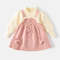 Autumn Kids Girls Princess Dress with 3D Bear Bow, Korea Style Red Spliced Sweater Dress for Toddlers