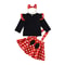 Minnie Mouse Dress Outfit for Girls 1-5 Years, Summer Baby Clothing Set with Dots Top, Skirt Headband