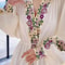 Spring Embroidery Dress, Womens Chiffon Dress with Lantern Sleeves Beach Style Knee Length Skirt Fashion