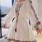 Spring Embroidery Dress, Womens Chiffon Dress with Lantern Sleeves Beach Style Knee Length Skirt Fashion