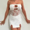 Women's Summer Y2K Tube Dress, Sleeveless Off-Shoulder Bodycon with Sheer Floral Lace, Bust Cutout Through Slim Fit