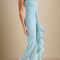 2025 Spring Summer Womens Mesh Camisole Dress with Ruffled Hem, Ruched Sleeveless Party Evening Wear in Flowy Elegant