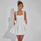 SXTHAENOO Sequins Bow Backless Sexy Mini Dress for Women, High Waist, Club Dress with Square Collar