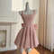 SXTHAENOO Sequins Bow Backless Sexy Mini Dress for Women, High Waist, Club Dress with Square Collar