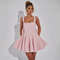 SXTHAENOO Sequins Bow Backless Sexy Mini Dress for Women, High Waist, Club Dress with Square Collar