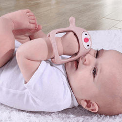 never drop silicone teething toys for babies, infant hand teether pacifiers for breastfeeding babies & newborns
